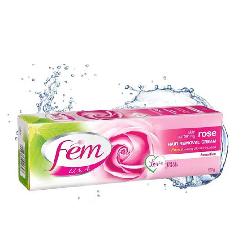 Fem Hair Removal Cream For Sensitive Skin Rose Extract 120 g