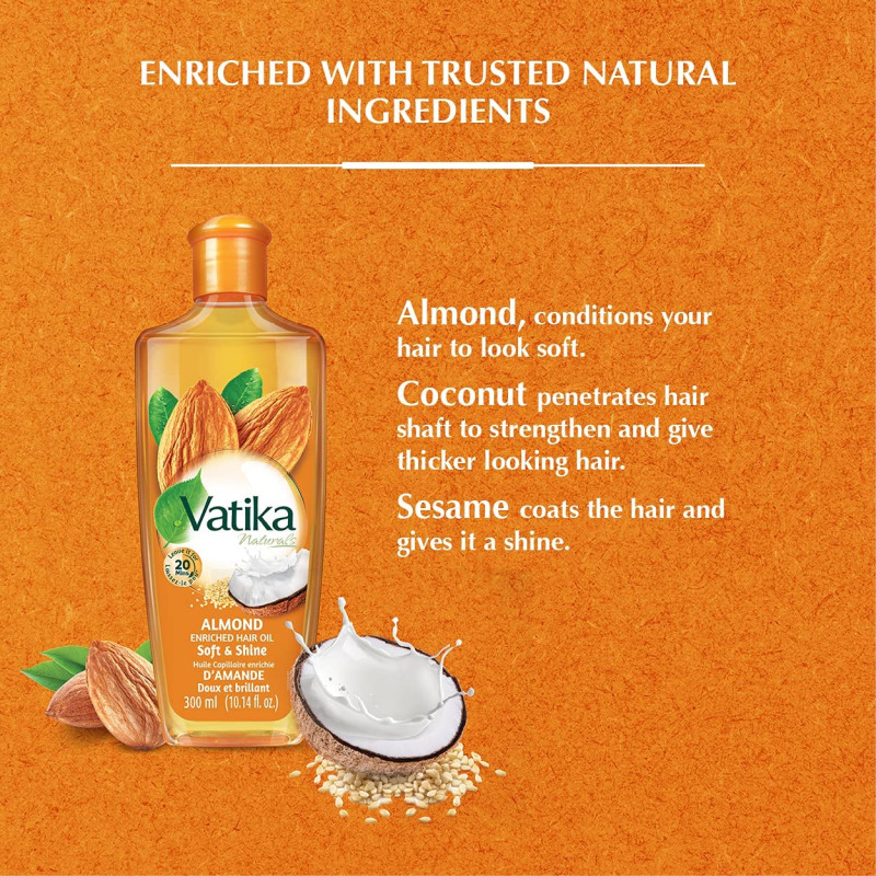 Vatika Almond Hair Oil Softness & Shine - 200 ml