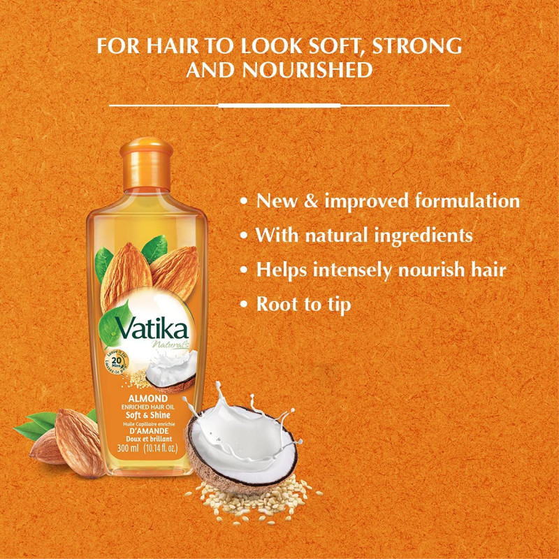 Vatika Almond Hair Oil Softness & Shine - 200 ml