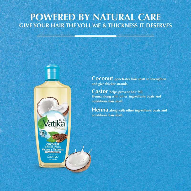 Vatika Coconut Enriched Hair Oil Volume & Thickness 200 ml