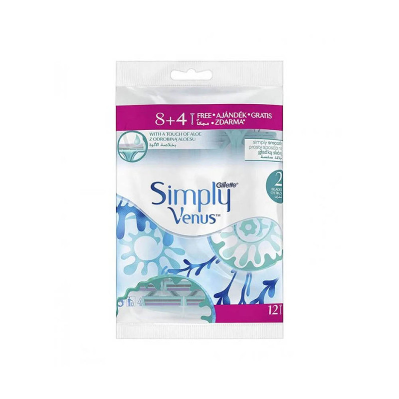 جيليت سيمبلي فينوس شفرات حلاقة تستخدم مرة واحدة - 12 قطعة