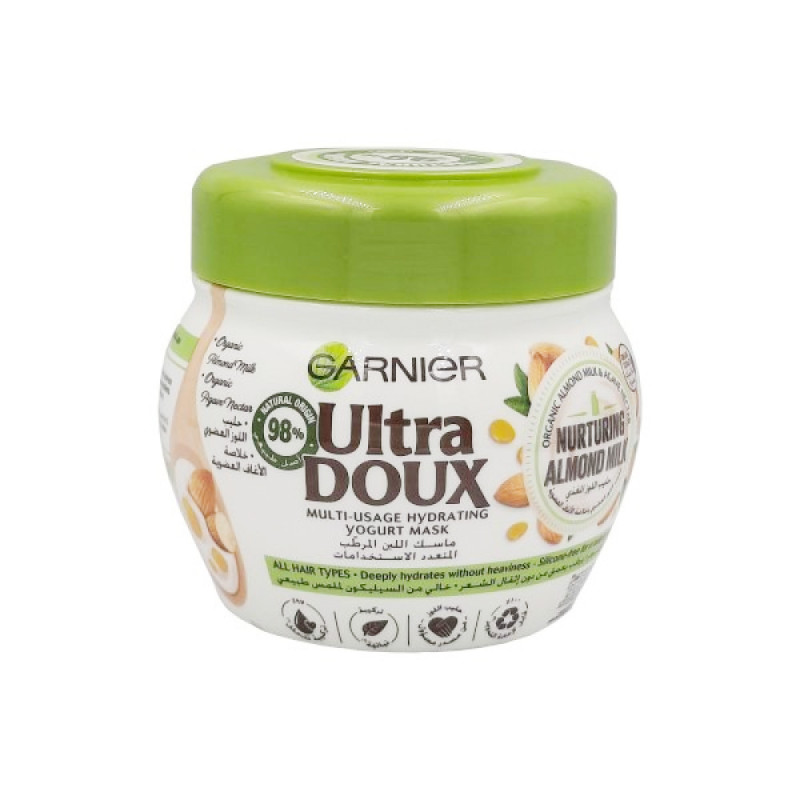 Garnier Ultra Doux Yogurt Mask Intense Hydration Nurturing Almond Milk Dehydrated Hair 300 ml