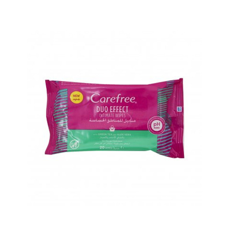 Carefree Daily Intimate Wipes Green Tea & Aloe Vera 20pcs
